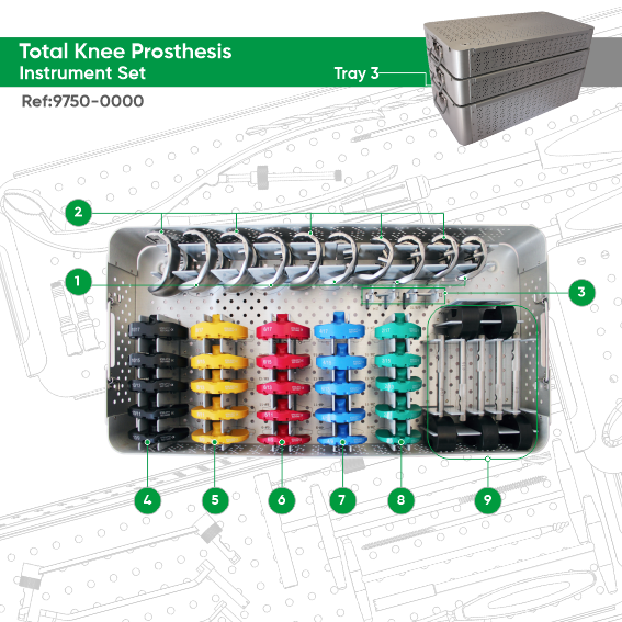 Total Knee Prosthesis Instrument Set Tray 3